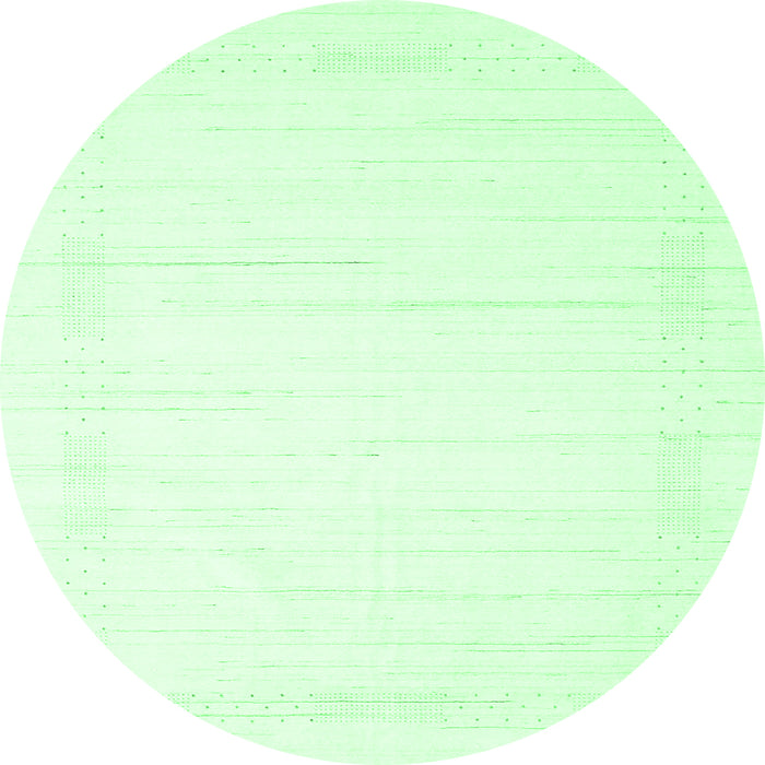 Round Machine Washable Solid Emerald Green Modern Area Rugs, wshcon2374emgrn