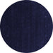 Round Abstract Blue Contemporary Rug, con2375blu