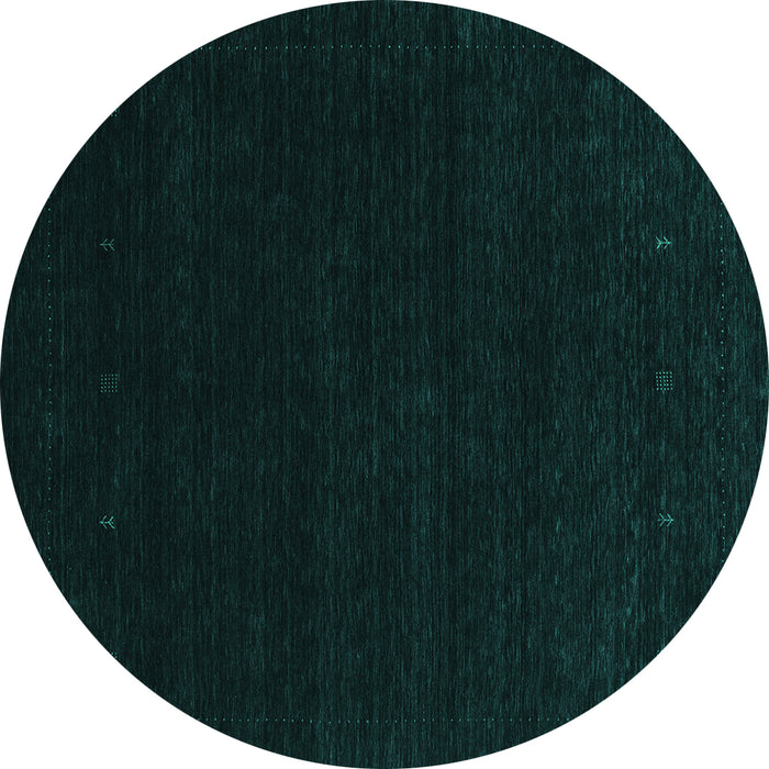 Round Machine Washable Abstract Turquoise Contemporary Area Rugs, wshcon2375turq