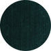 Round Abstract Turquoise Contemporary Rug, con2375turq