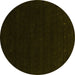 Round Abstract Yellow Contemporary Rug, con2375yw