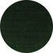 Round Machine Washable Abstract Emerald Green Contemporary Area Rugs, wshcon2375emgrn