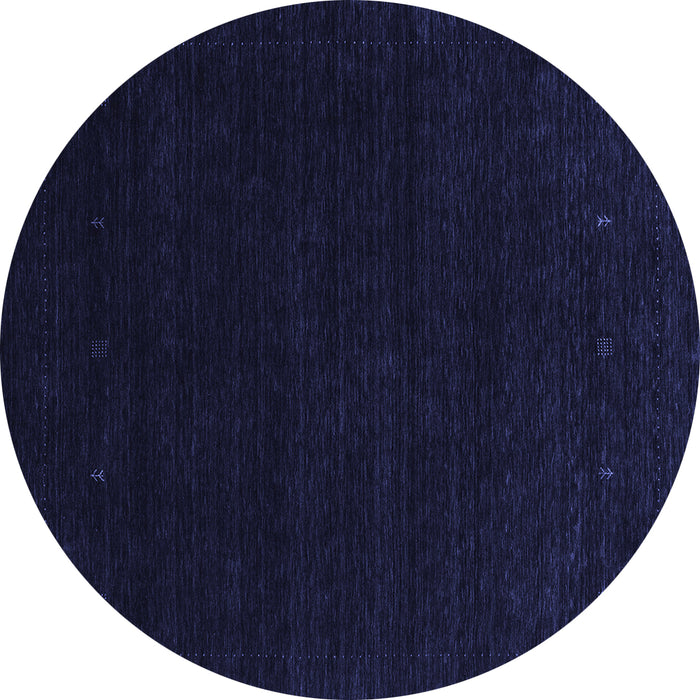 Round Machine Washable Abstract Blue Contemporary Rug, wshcon2375blu