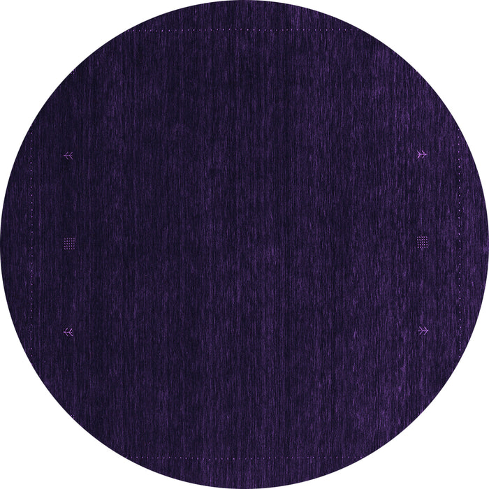 Round Machine Washable Abstract Purple Contemporary Area Rugs, wshcon2375pur