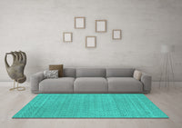 Machine Washable Abstract Turquoise Contemporary Rug, wshcon2376turq