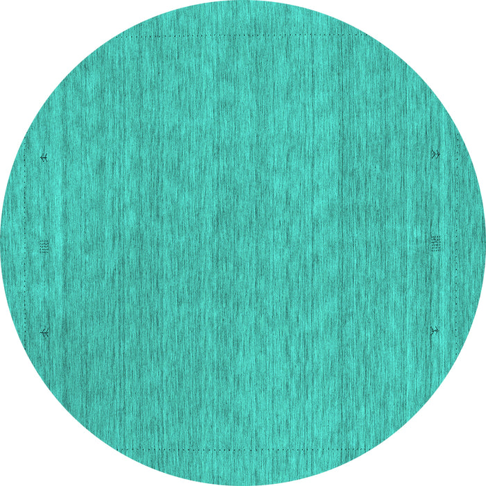 Round Abstract Turquoise Contemporary Rug, con2376turq