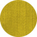 Round Machine Washable Abstract Yellow Contemporary Rug, wshcon2376yw