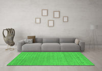 Machine Washable Abstract Green Contemporary Rug, wshcon2376grn