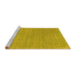 Sideview of Machine Washable Abstract Yellow Contemporary Rug, wshcon2376yw