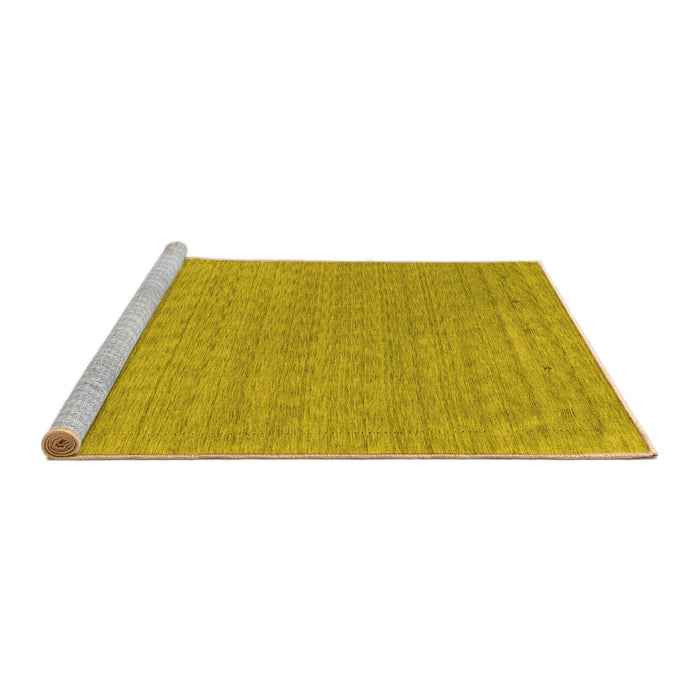 Sideview of Machine Washable Abstract Yellow Contemporary Rug, wshcon2376yw