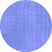 Round Abstract Blue Contemporary Rug, con2376blu