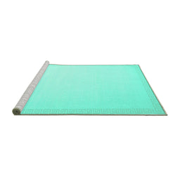 Sideview of Machine Washable Solid Turquoise Modern Area Rugs, wshcon2377turq