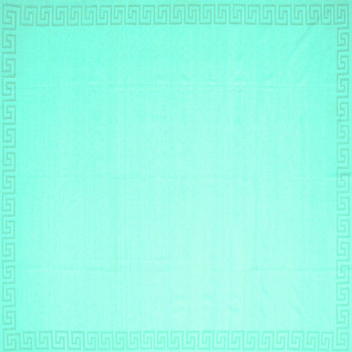 Square Machine Washable Solid Turquoise Modern Area Rugs, wshcon2377turq
