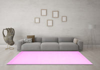 Machine Washable Solid Pink Modern Rug, wshcon2377pnk