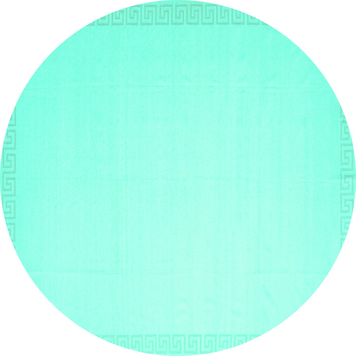 Round Machine Washable Solid Turquoise Modern Area Rugs, wshcon2377turq