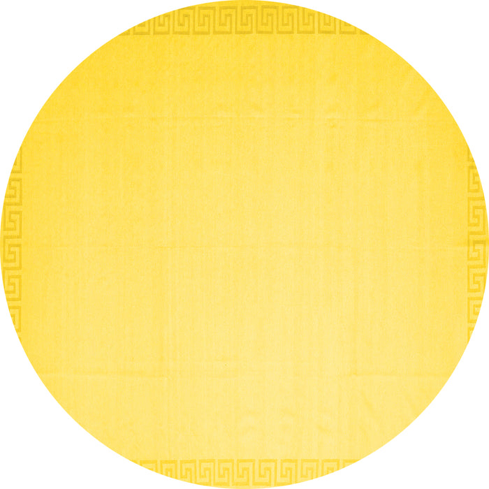 Round Solid Yellow Modern Rug, con2377yw
