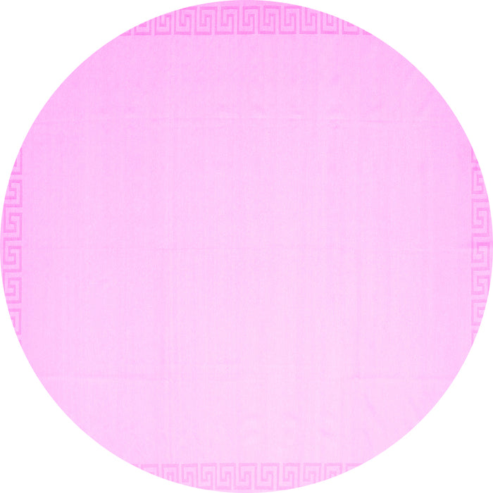 Round Machine Washable Solid Pink Modern Rug, wshcon2377pnk