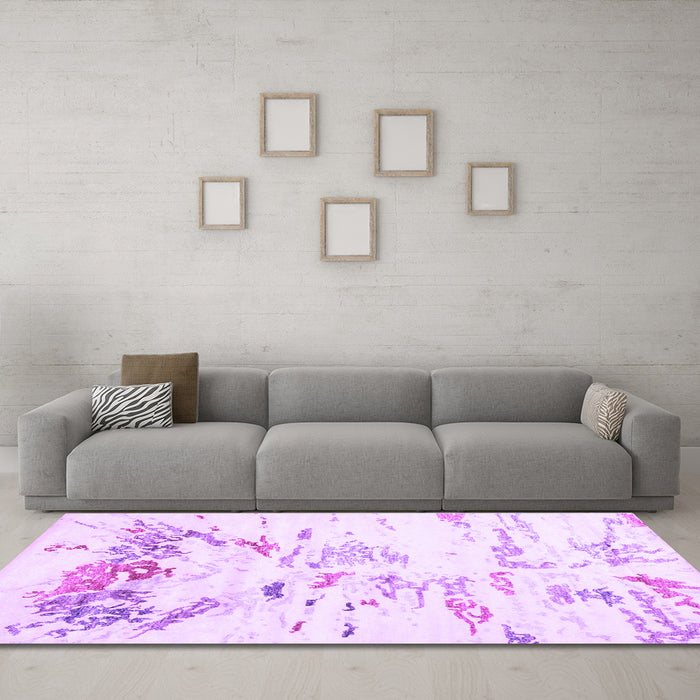 Machine Washable Solid Purple Modern Area Rugs in a Living Room, wshcon2378pur