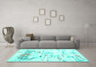 Machine Washable Solid Turquoise Modern Area Rugs in a Living Room,, wshcon2378turq