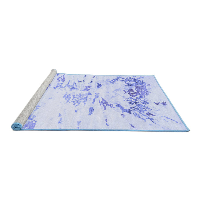 Sideview of Machine Washable Solid Blue Modern Rug, wshcon2378blu