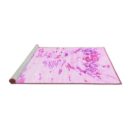 Sideview of Machine Washable Solid Pink Modern Rug, wshcon2378pnk