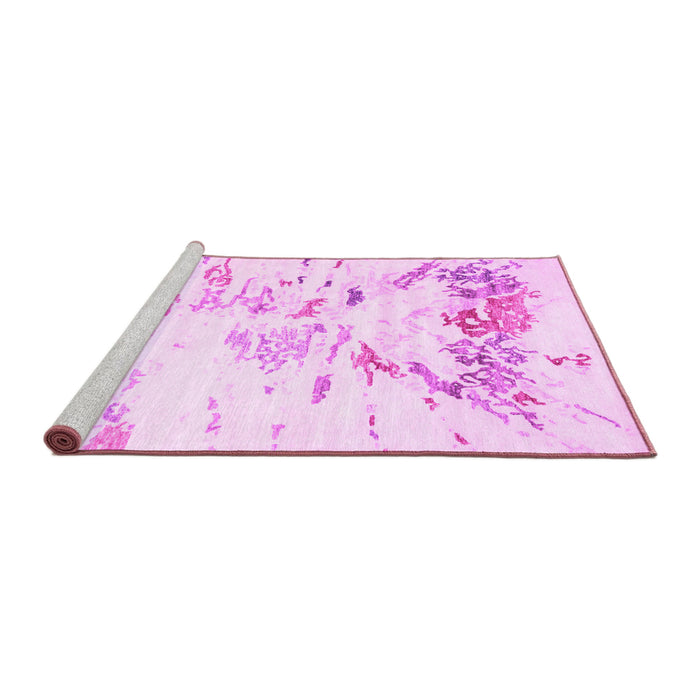 Sideview of Machine Washable Solid Pink Modern Rug, wshcon2378pnk