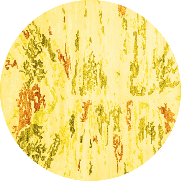 Round Solid Yellow Modern Rug, con2378yw