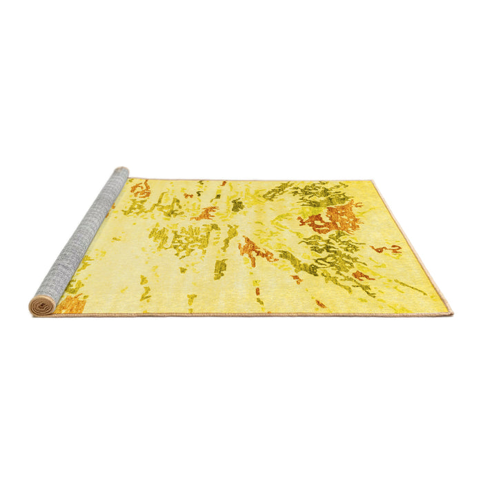 Sideview of Machine Washable Solid Yellow Modern Rug, wshcon2378yw