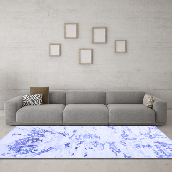 Machine Washable Solid Blue Modern Rug in a Living Room, wshcon2378blu