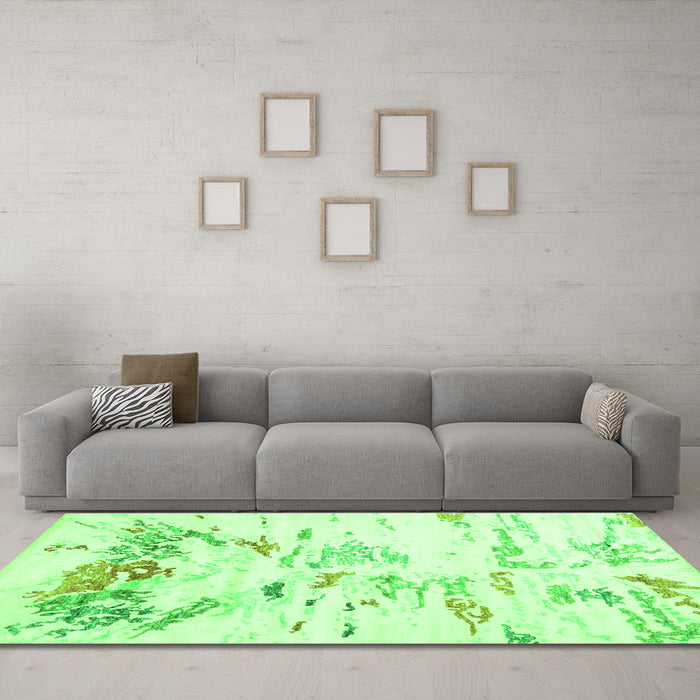 Machine Washable Solid Green Modern Area Rugs in a Living Room,, wshcon2378grn