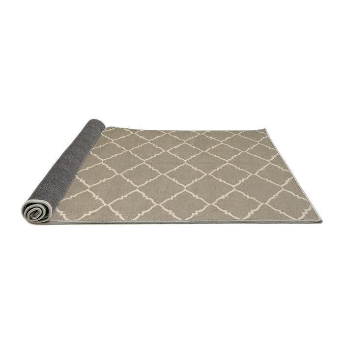 Thickness of Contemporary Light French Beige Brown Trellis Rug, con2379