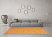 Machine Washable Trellis Orange Modern Area Rugs in a Living Room, wshcon2379org