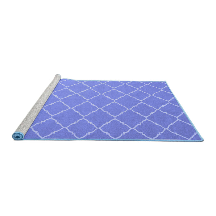 Sideview of Machine Washable Trellis Blue Modern Rug, wshcon2379blu