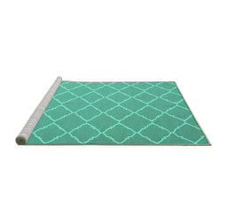 Sideview of Machine Washable Trellis Turquoise Modern Area Rugs, wshcon2379turq