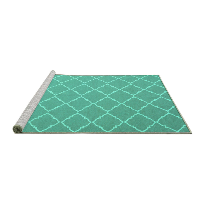 Sideview of Machine Washable Trellis Turquoise Modern Area Rugs, wshcon2379turq