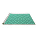 Sideview of Machine Washable Trellis Turquoise Modern Area Rugs, wshcon2379turq