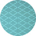 Round Machine Washable Trellis Light Blue Modern Rug, wshcon2379lblu