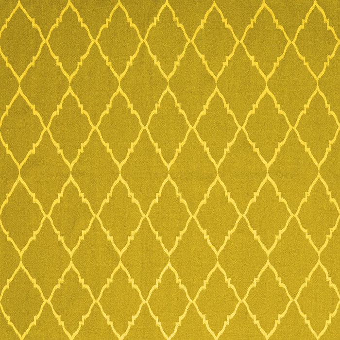 Square Machine Washable Trellis Yellow Modern Rug, wshcon2379yw