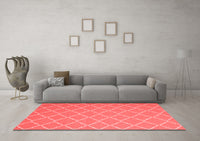 Machine Washable Trellis Red Modern Rug, wshcon2379red