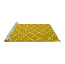Sideview of Machine Washable Trellis Yellow Modern Rug, wshcon2379yw