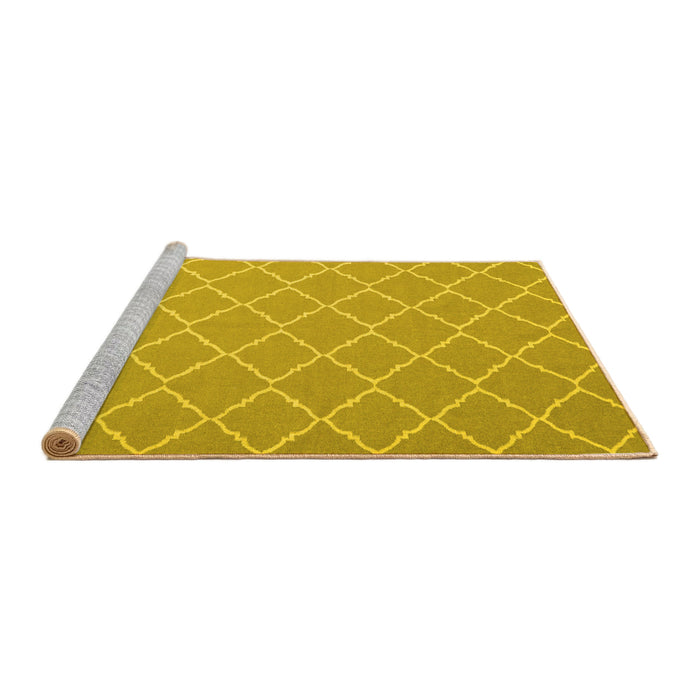 Sideview of Machine Washable Trellis Yellow Modern Rug, wshcon2379yw