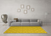 Machine Washable Trellis Yellow Modern Rug in a Living Room, wshcon2379yw