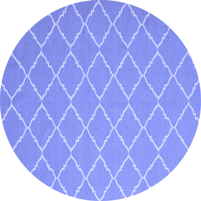 Round Machine Washable Trellis Blue Modern Rug, wshcon2379blu