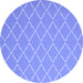 Round Machine Washable Trellis Blue Modern Rug, wshcon2379blu