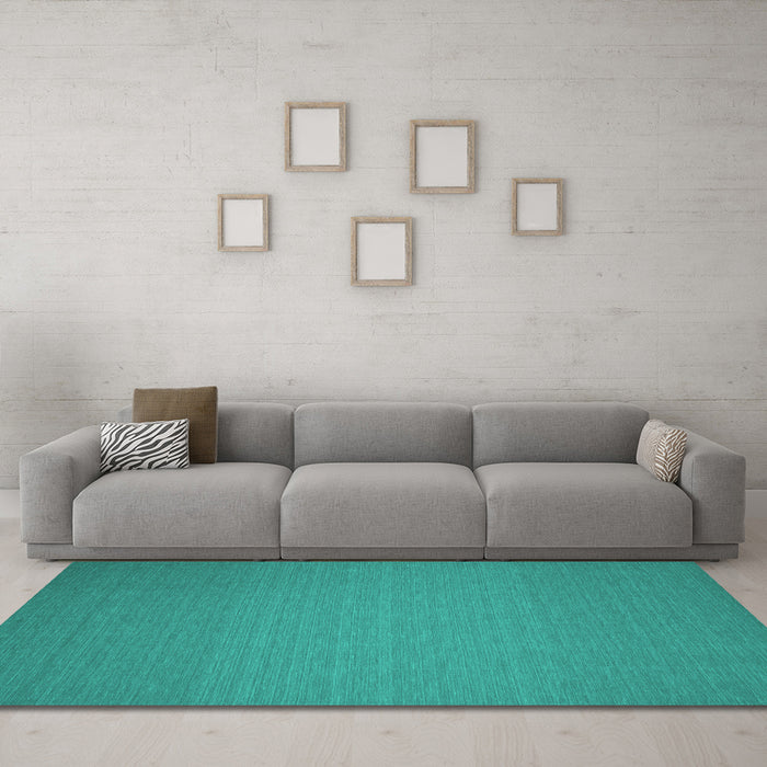 Machine Washable Abstract Turquoise Contemporary Area Rugs in a Living Room,, wshcon237turq