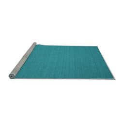 Sideview of Machine Washable Abstract Light Blue Contemporary Rug, wshcon237lblu