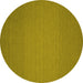 Round Machine Washable Abstract Yellow Contemporary Rug, wshcon237yw