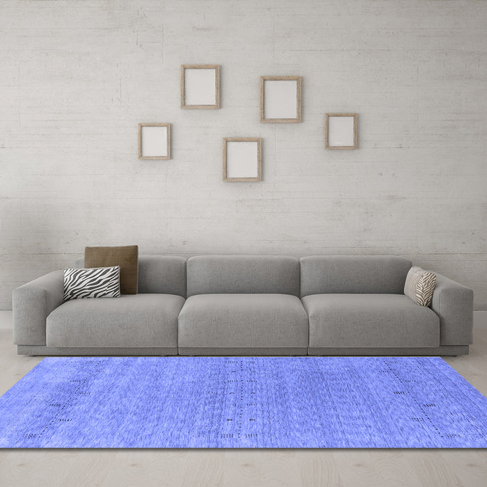 Machine Washable Abstract Blue Contemporary Rug in a Living Room, wshcon2380blu