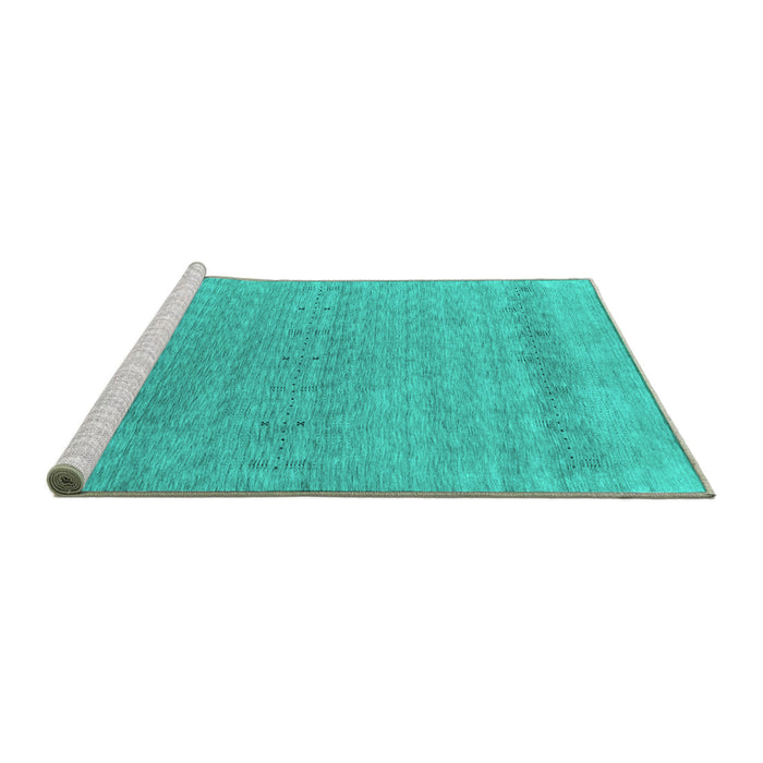 Sideview of Machine Washable Abstract Turquoise Contemporary Area Rugs, wshcon2380turq