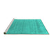 Sideview of Machine Washable Abstract Turquoise Contemporary Area Rugs, wshcon2380turq